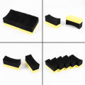 5x Professional Automotive Car Wheel Washer Tyre Tire Dressing Applicator Curved Foam Sponge Pad Black+yellow. 