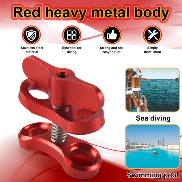 Kqueebee%20Camera%20Accessory%20Diving%20Lights%20Ball%20Butterfly%20Clip%20Arm%20Clamp%20Mount%20Aluminum%20For%20Hero%203+/4/5%20Gitup%20SJ6000%20Camera%20Red%20-%20Image%207