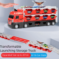 Alloy Material Large Size Car Transporter Truck Transforming Carrier Diecast Model Folding Die-casting Toy Multifunctional Storage 8/16 Pcs Foldable Track Toys for Boys. 