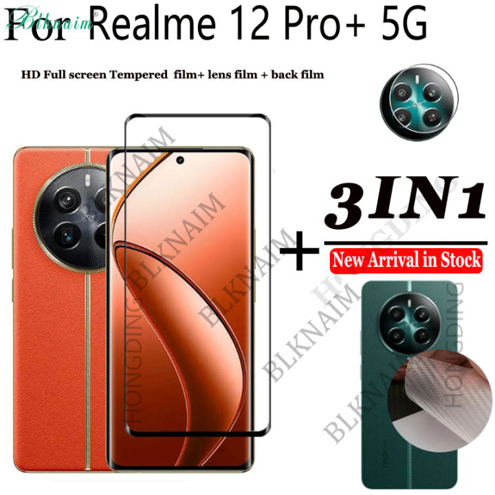 BLKNAIM (3IN1) For Realme 12Pro+ 5G/Realme 11Pro+ 5G Full screen tempered film tempered glass film + carbon fiber back film + lens film