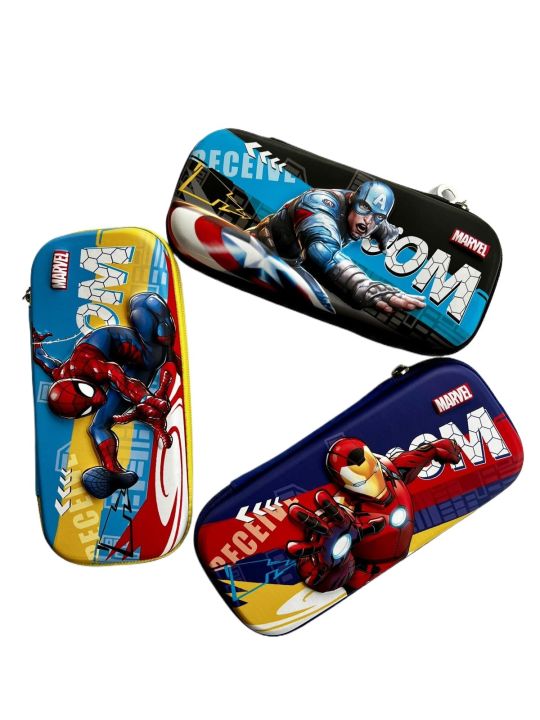 1pc Marvel Anime Spider-Man Iron Man Captain America Superhero 3D Pencil Case Student Stationery Box Large Capacity Pencil Case