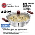 Hawkins SSK40G Tri-Ply Stainless Steel Induction Compatible Deep Kadhai -28cm / 3mm Thick. 