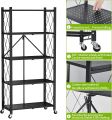 Heavy Duty Metal Wire 5 Layer Multifunctional Foldable Floor Standing Storage Rack. 