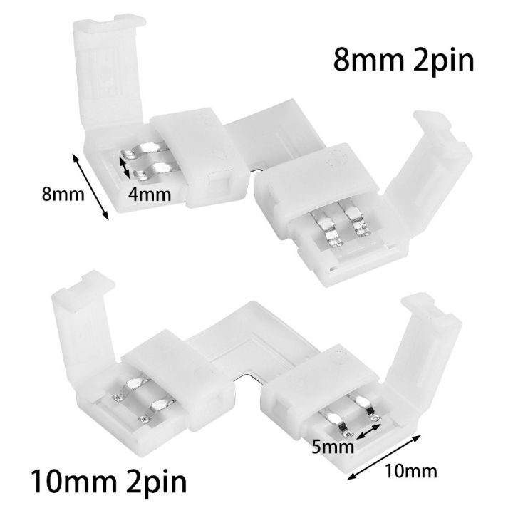 1/5/10Pcs%20Free%20Welding%20Solderless%20Clip-on%20Coupler%20PCB%20LED%20Strip%20Connector%202Pin%208mm%2010mm%20-%20Image%203