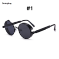 Sutuiying VIVIBEE Vintage Steampunk Red Sunglasses Men Round Punk Alloy Metal Fifty percent discount Retro Sun Glasses Women 2025 Goggles Gothic Style Shades. 