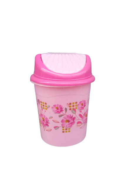Plastic Mini Desk Flower Design Dustbin 1.5 Liters