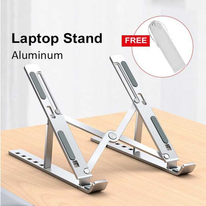 Aluminum Alloy Metal Adjustable Laptop Stand for 10 to 17 Inches Macbook/Laptops/Tab
