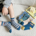 Korean Winter Cute Printed Socks For Kids - 0 To 3 Yrs - 5 Pairs. 