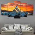 5 Panel Mountain Wall Hang Canvas Print With Wooden Frame. 