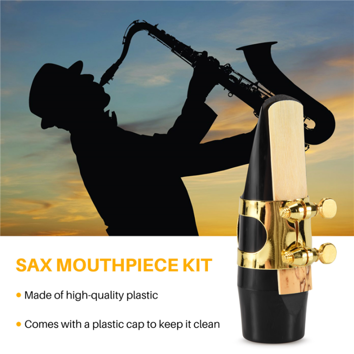 Alto%20Sax%20Saxophone%20Mouthpiece%20Plastic%20with%20Cap%20Metal%20Buckle%20Reed%20Mouthpiece%20Patches%20Pads%20Cushions%20-%20Image%202