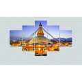 5 Piece  HD Wall Art Picture Buddha Light on Canvas for Living Room Decor Solid Wood Inner Frame. 