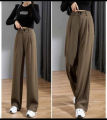 Casual High Waist Loose Wide Leg Pants for Women Spring Autumn New Floor-Length White Suits Pants Ladies Long Trousers. 