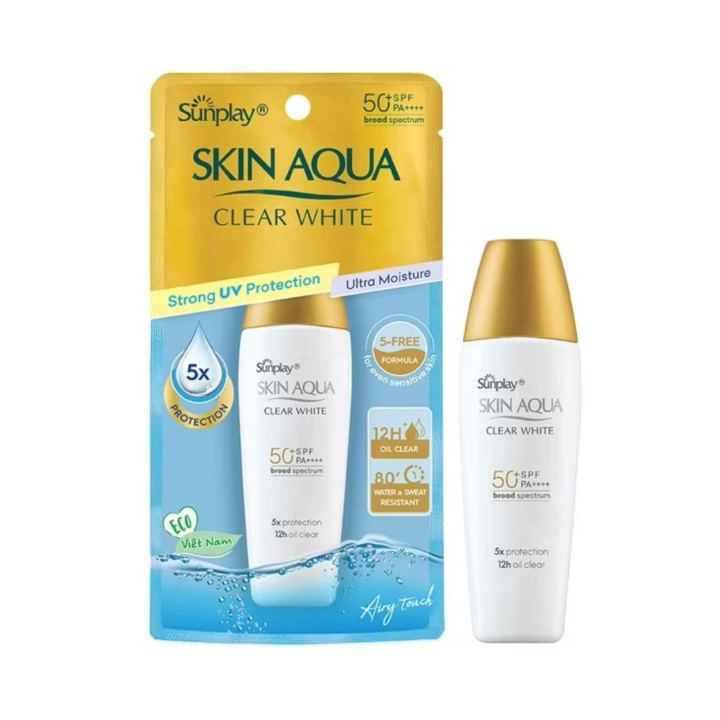 Rohto Mentholatum Sunplay Skin Aqua Clear Sunscreen For Oily To Combination Skin with SPF 50 PA++++ 55g