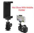 1/4″ Camera Hot shoe Mount DSLR with Mobile Holder. 