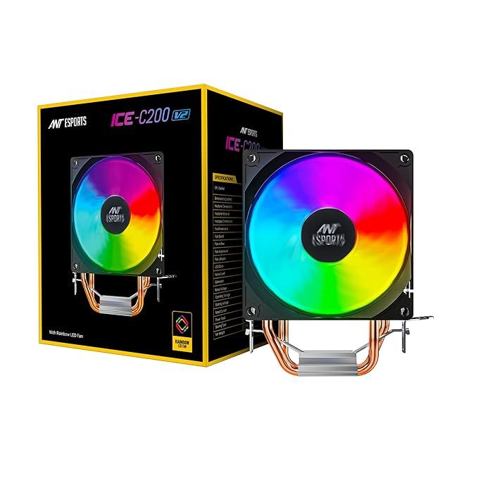 Ant Esports ICEC200 V2 CPU Cooler/CPU Fan with Rainbow LED Fan Daraz