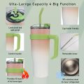 Insulated Tumbler With Handle, Stainless Steel, Car Coffee Cup, Straw With Lid, Straw Thermos Cup For Travel, 1250ml. 