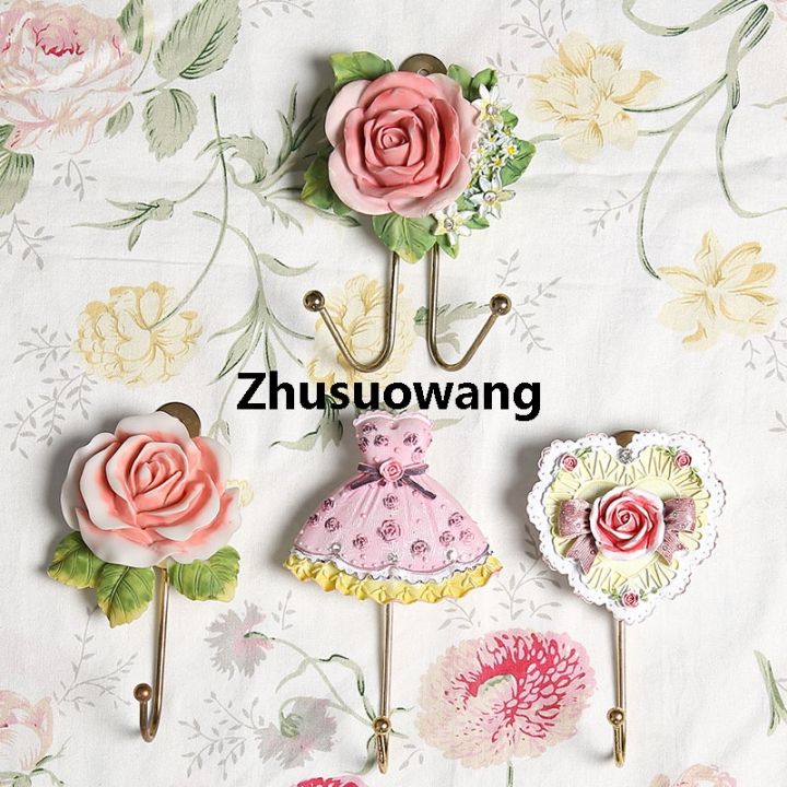 Zhusuowang Resin Rose Flower/heart /dress Shaped Wall Mounted Hooks ...