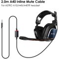 2X Headset Cable, 2.0M Inline Mute Cable Cord for /A40 Gaming Headsets Controller Headphone. 