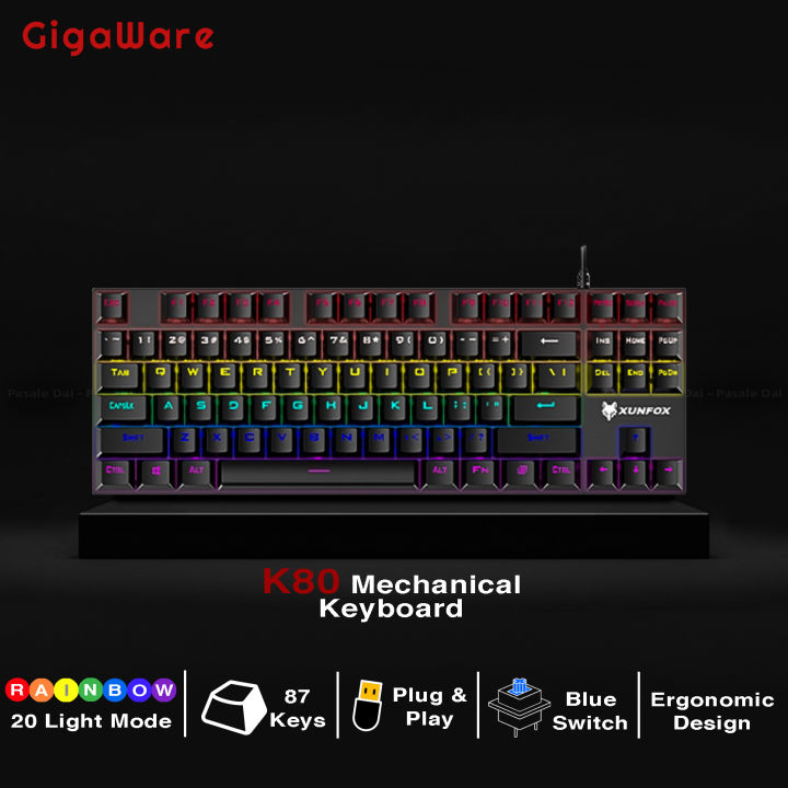 Gigaware Xunfox K80 Mechanical Keyboard Gaming Keyboard RGB LED Light
