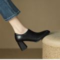 Block Heel Ankle Boots Shoe With Side Chain For Women B04. 