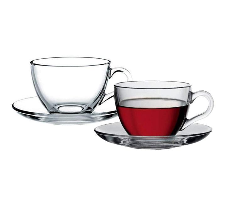 Crystal Glass Tea Cup And Saucer - 1 Piece, Clear, 220ml