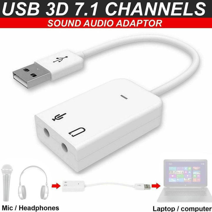 USB Sound Adapter 7.1 USB Sound Card Virtual 3D External USB Microphone USB Audio 3.5mm Jack For Laptop PC Earphone Notebook D1P3