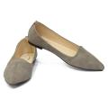 Grey Pointed Tip Closed Shoes For Women. 