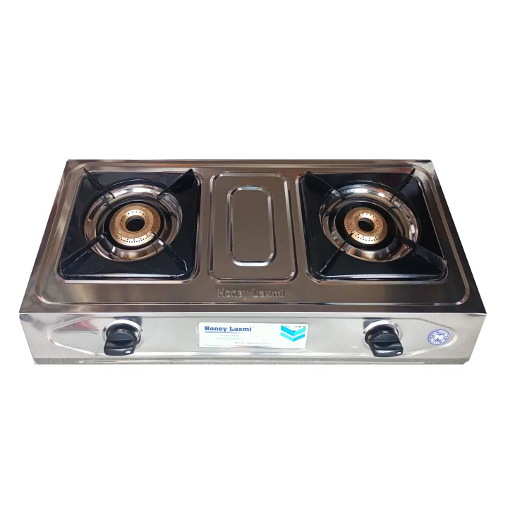 Honey Laxmi Stainless Steel 2 Burner Gas Stove 2 Years warranty Made in India