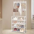 Multifunctional Coat Rack 4 Tier 3 In 1 Hall Tree Shoe Bench With Keys Hat Umbrella Stand with 8 Hooks Hanger. 