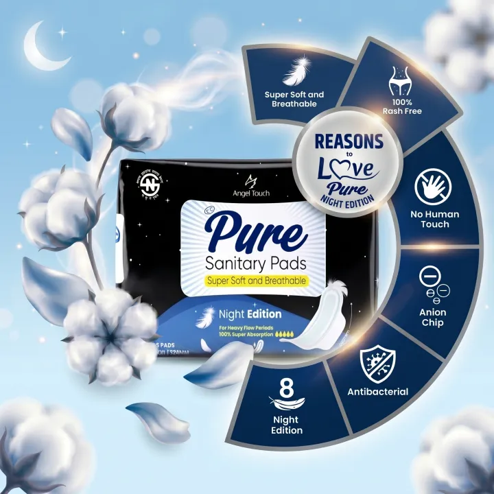 PURE%20Night%20Edition%20320mm%20%E2%80%93%20Overnight%20Protection%20Sanitary%20Pads%20%7C%208%20Pads%20%7C%20Anion%20Chip%20%7C%20Sumitomo%20SAP%20-%20Image%202