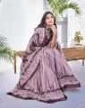 Mysa Fashions Traditional Tie-Dye Prints Blended Linen Saree for Women - Mauve Purple Saree. 