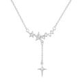 Starlight filled the sky zircon stone tassel pendant necklace for women girls titanium steel chain not fade necklaces. 