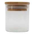 DELPH Premium Tall Glass Container 100ml With Wooden Lid And Round Bottom For Storing Pickle Condiments. 