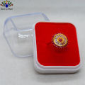 Gold Plated White/Red American Diamond Stone Studded Finger Ring For Women. 