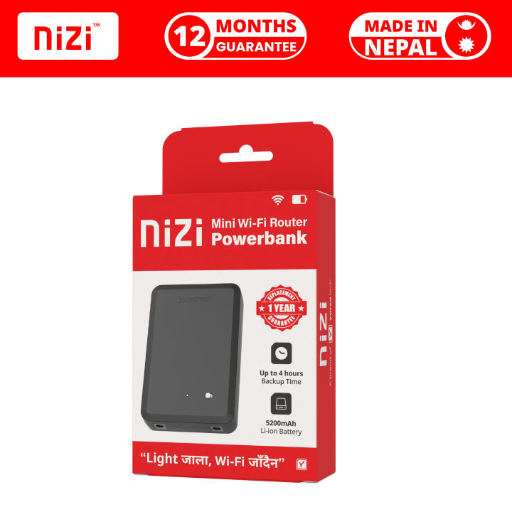 Nizi Mini WiFi Router Backup Inverter Powerbank ups with 5200mAh Li-ion Battery / 12 Months Guarantee