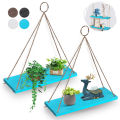 AGSIVO Nordic Style Wood Rope Fixation Floating Shelves Decorative Ceiling Wall Shelf-2Pcs. 