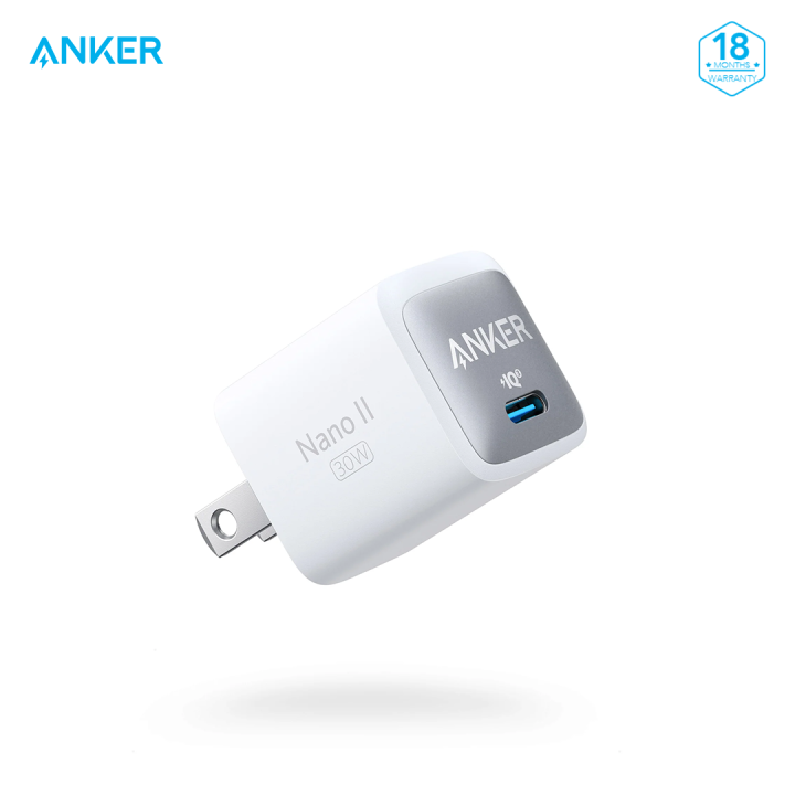 USB C , Anker Nano II 30W Fast Charger Adapter, GaN II Compact Charger (Not Foldable) for MacBook Air/iPhone 13/13 Mini/ 13 Pro/ 13 Pro Max/ 12, Galaxy S21, Note 20, iPad Pro, Pixel, and More