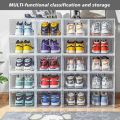 Shoe Boxes Clear Plastic Stackable, Shoe Organizer for Sneaker Storage with Magnetic Front Door Shoe Display Case Shoe Containers,Easy Assembly(13.6"x10.6"x7.7" Clear White) ( Single Piece). 