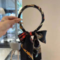 PTQ Retro Chain Headband Korean Style Satin Fabric Band Ribbon Braided Bow Knot Hoop Hair Accessories. 