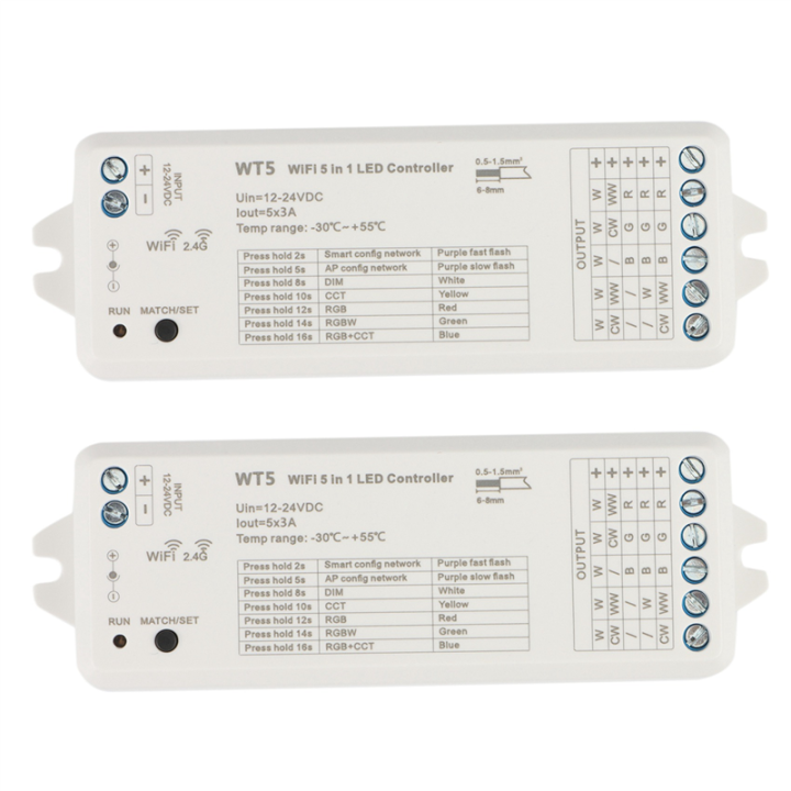 NAMUNY 2X Tuya LED Controller 5 in 1 Dimmer CCT RGB RGBW RGBWW RGBCCT Strip Smart Life Wifi 2.4G RF Remote Controller 12-24V