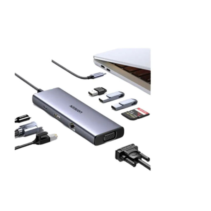 Ugreen%209-in-1%20Usb-c%20Hub%20Docking%20Station%20Adapter%20(4k%20Hdmi,3*usb3.0%20,Sd,Tf,Vga,Gigabit%20Lan,Usb%20C%20Pd%20100w)%20CM498-15600%20-%20Image%204