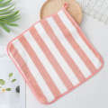 Warp Knitted Coral Fleece Color Stripe Square Absorbent Non-Shedding Baby Hand Household Face Towel. 