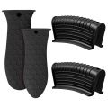 4-Piece Auxiliary Pan Handle Sleeve Pan Holder Handle Cover (Black). 