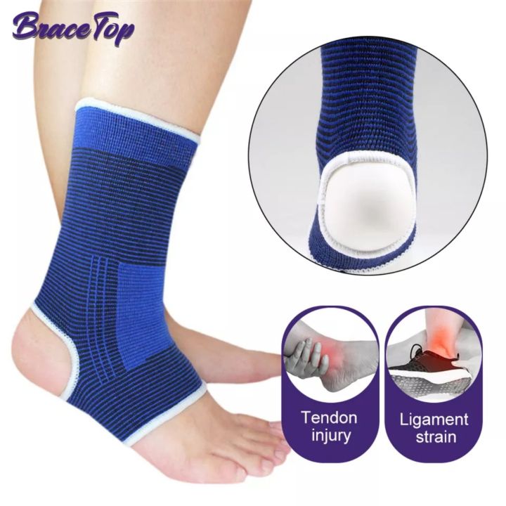 1 Pcs Blue Ankle Support Ankle Brace Adjustable Fit Elastic Knitted Sweatbands Sports