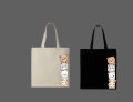 Cute Peeking Animals Printed Tote Bag – Eco-Friendly Cotton Shoulder Shopping Bag-White, Black. 