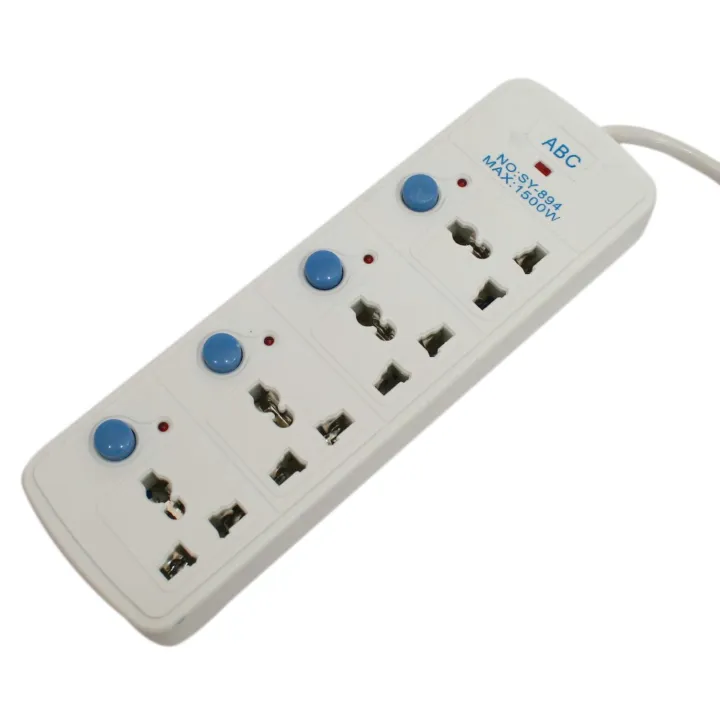 ABC 4 Socket Multiplug With Individual Switch - White | Daraz.com.np