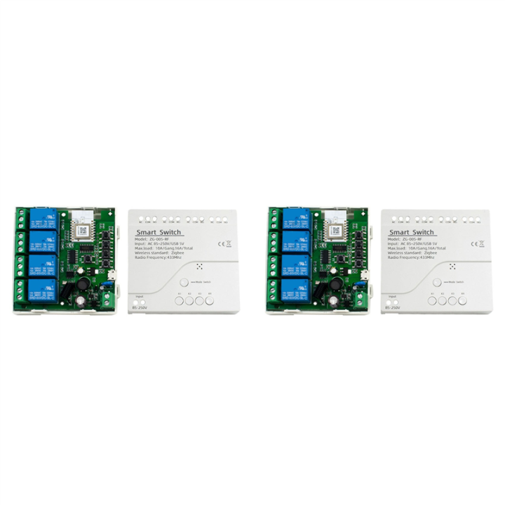 fasdaga 2X 4CH Tuya Zigbee Smart Switch Module 85-250V Relay Smart Home Remote Control Works with Gateway for Alexa Home