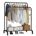 Metal Coat Rack with Shelving And Clothes Hanger Stand With Side Hooks And Bottom Shelves Hall Stands (Requires Self Assembly) - Clothes Hangers. 