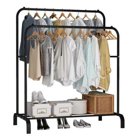 Metal%20Coat%20Rack%20with%20Shelving%20And%20Clothes%20Hanger%20Stand%20With%20Side%20Hooks%20And%20Bottom%20Shelves%20Hall%20Stands%20(Requires%20Self%20Assembly)%20-%20Clothes%20Hangers%20-%20Image%202