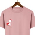 Cartoon Printed T-Shirt Set – Pink & White Matching Couple T-Shirts| Couple Sets. 